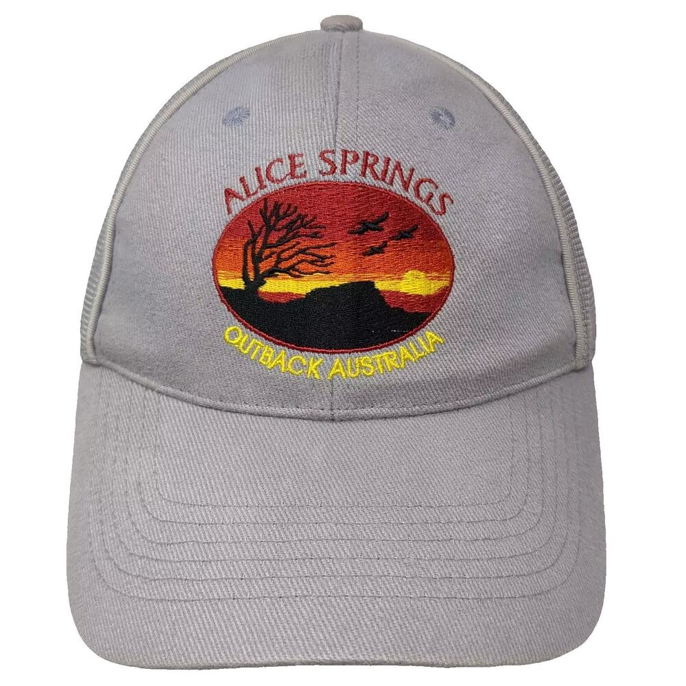 Ace Alice Springs Outback Australia Gray Red Baseball Cap Hat Mesh Strapback OS
